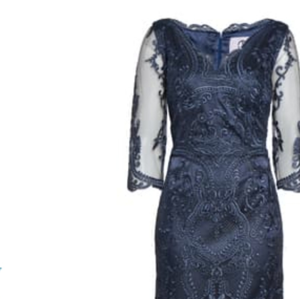 JS Collections Embroidered Mesh Blouson Gown NWT - Picture 2 of 11
